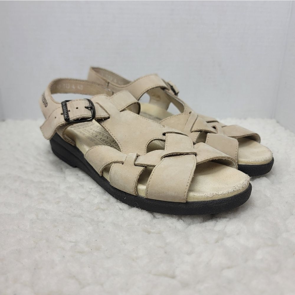 Mephisto Trampolin System Women’s Sandals Size 9.5 Crossover Beige Leather